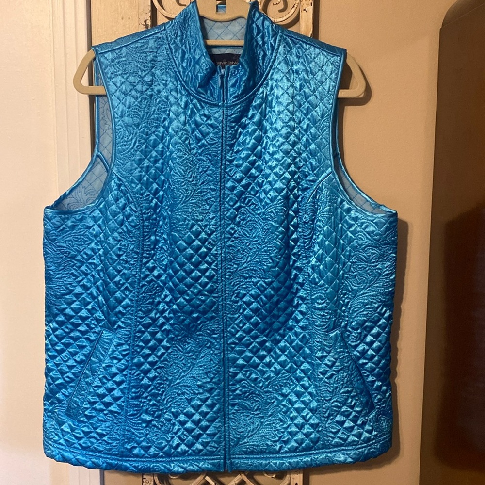 Satin Vest XL,fleece lining,pockets
